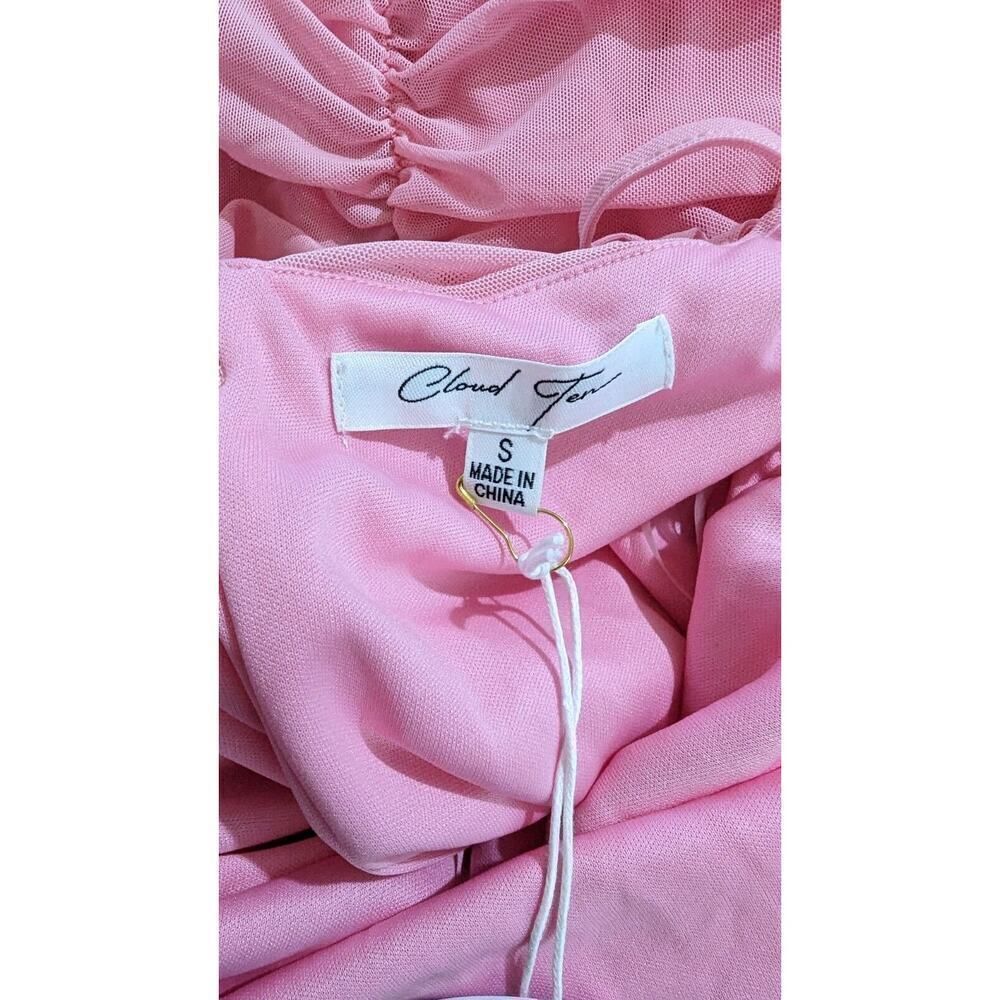 Cloud Ten Pink Mesh Ruched Body on Mini Dress NWT Size Small O - Picture 6 of 6